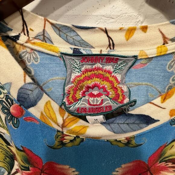 Johnny Was Janie Favorite Short Sleeve Crew Neck Swing Tee Bamboo Floral Sz Med - Picture 10 of 13